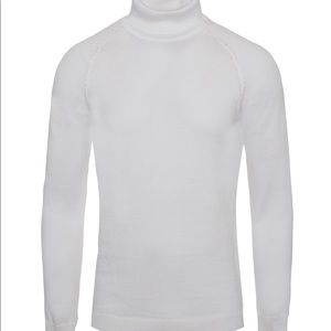 Men’s Premium White Slim Fit Knitted Pullover Turtleneck Sweater